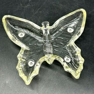 Vintage Glass Butterfly Dish Trinket Dish Ring Dish (E)